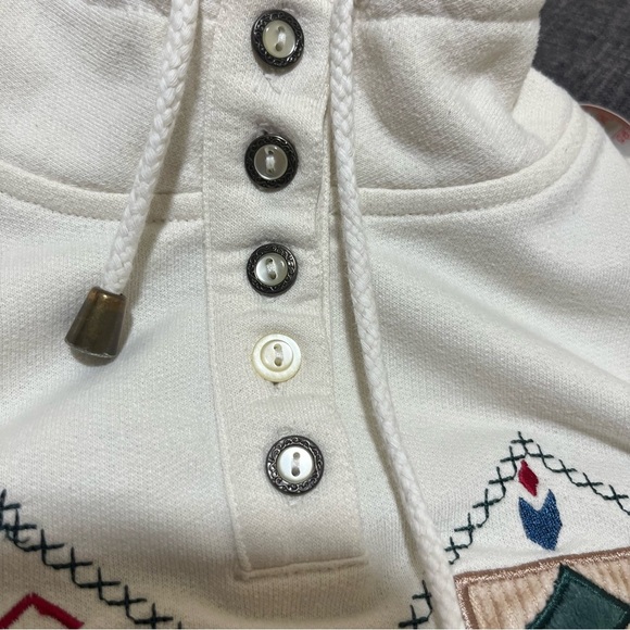 Vintage Alfred Dunner Mock Neck Button Up Collar Christmas Sweatshirt S - Picture 9 of 12